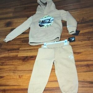 Nike Beige Hoodie and Sweatpants Set